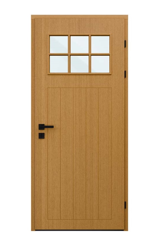 Porte extérieure bois Alva meranti naturel verre clair 980x2180mm ouvrant à droite