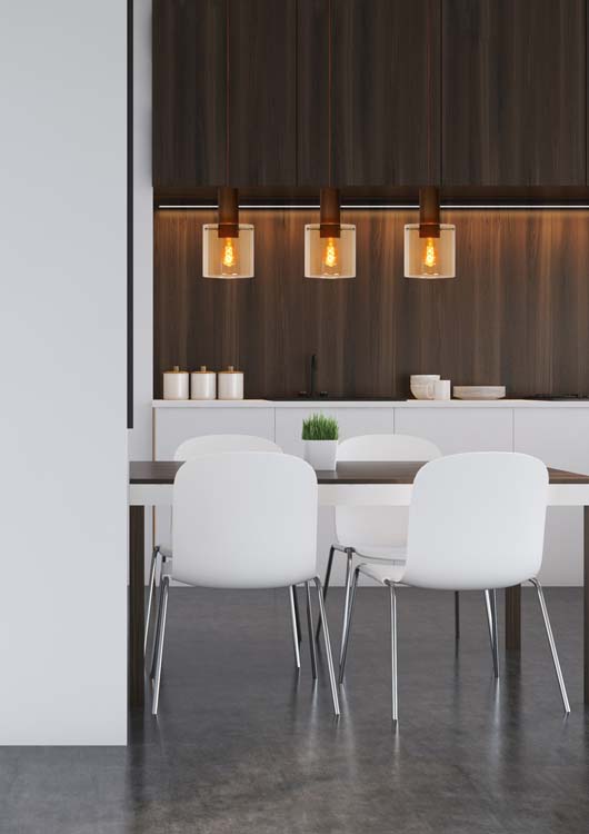 Suspension - ambre - 100cm - 3xE27 - 40W