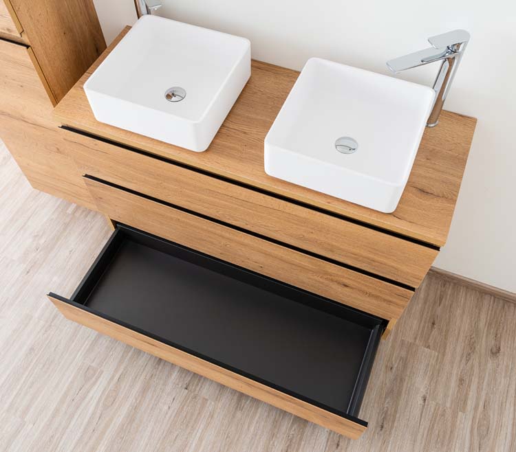Badmeubel Daria eik goudbruin 1200 mm staand opbouwtablet melamine Badmeubel Daria eik goudbruin 1200 mm staand opbouwtablet melamine