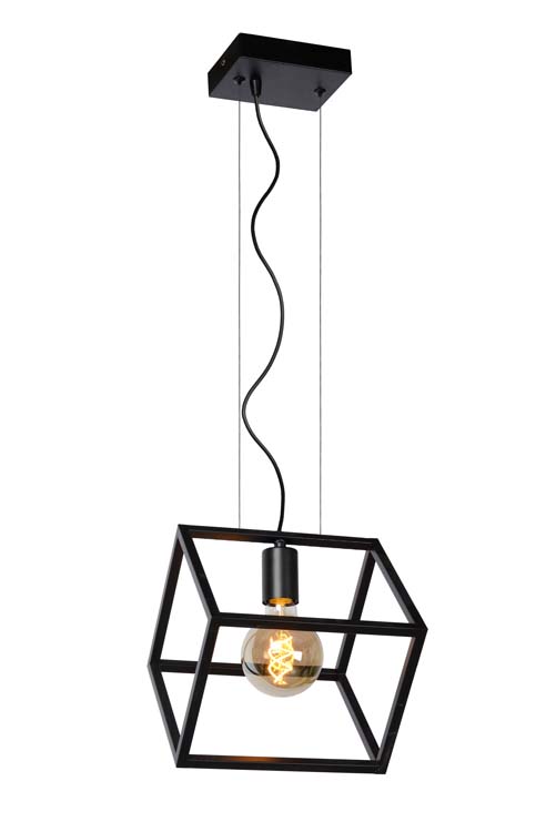 Hanglamp - zwart - 20x25x161cm - dimbaar - E27 - 40W - kooi