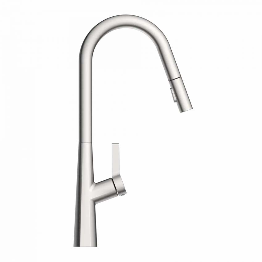 Keukenkraan Wasserwerk WK 9 Curve inox-look met uittrekbare uitloop
