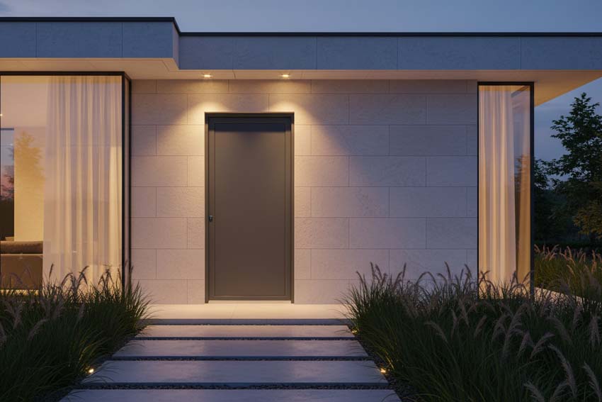 Buitendeur Tavira aluminium vlak paneel antraciet 960x2180mm rechts duwend