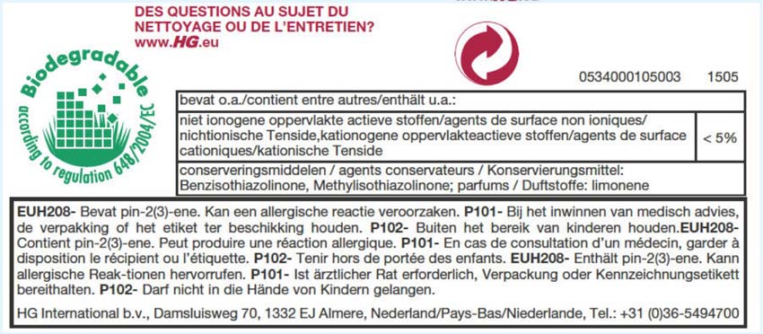HG nettoyant pour plans de travail en pierres naturelles