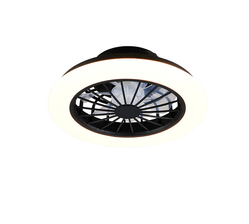 Plafondlamp/ventilator - Ø38cm - LED dimbaar - CCT - 1x22W - 2700/6500K - zwart