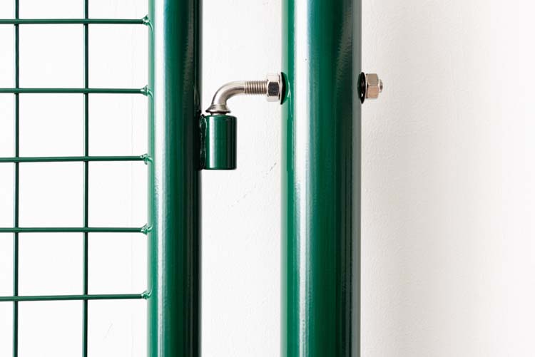 Portillon de jardin simple complet vert 175x100cm - poteaux ronds, poteaux, serrure et poignée inclus