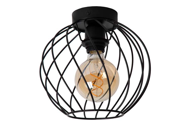 Plafonnier - noir - Ø25cm - E27 - 40W