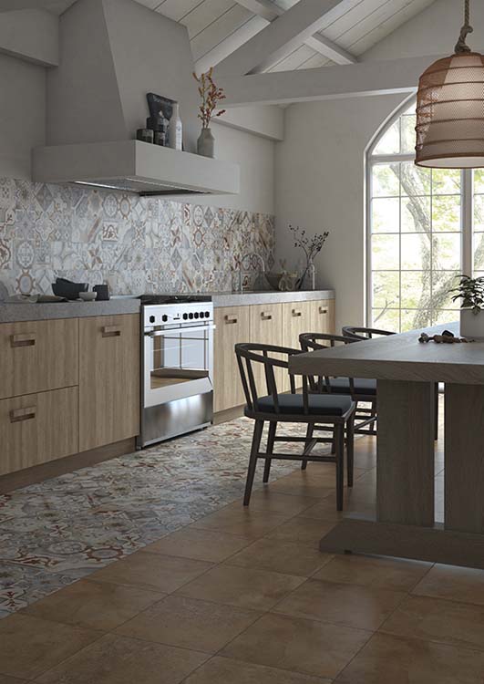 Carrelage de sol et mural Moose à motif multicolore 34x34cm