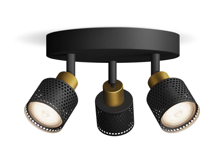 Spot en saillie - Noir/or - 21,7x19,6x9,1cm - GU10 - 3x35W