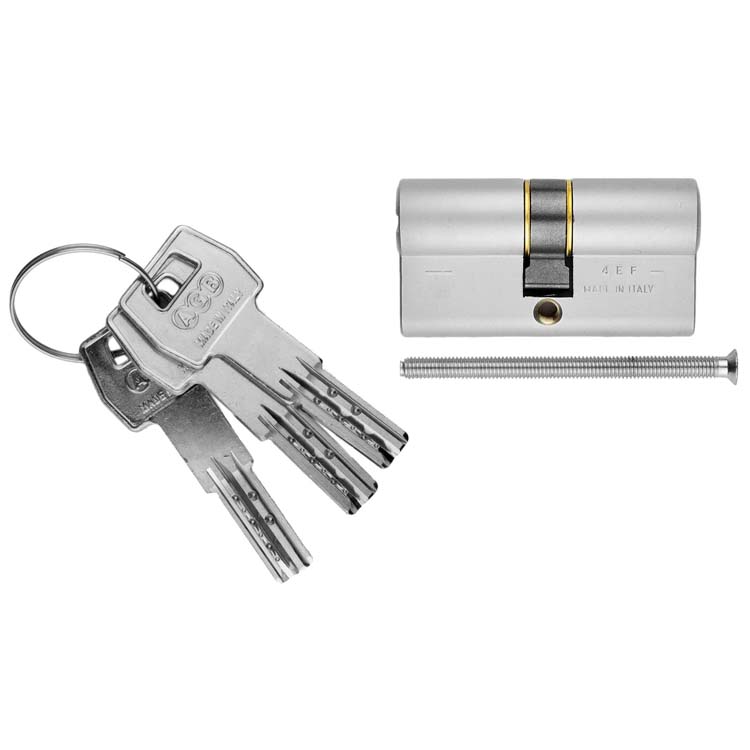 Cylindre pro AGB sécurité 60mm look inox SKG**
