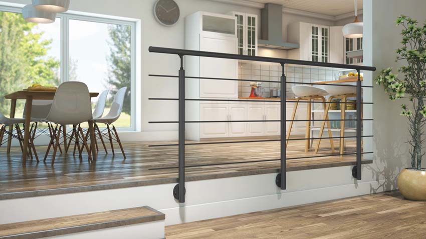 Kit borstwering Rena aluminium zwart 150cm laterale bevestiging