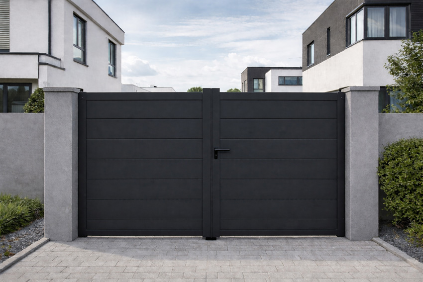 Portail battant double Salamanca aluminium anthracite 300x192cm - fermé, quincaillerie incluse