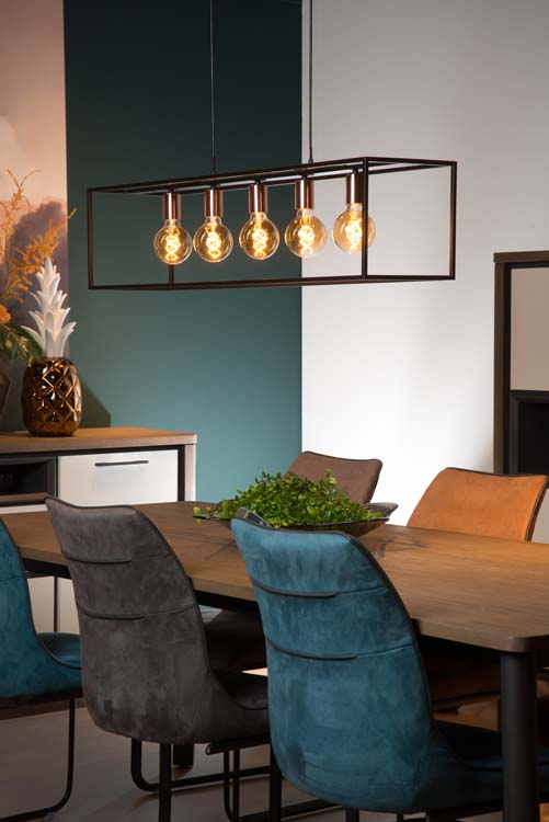 Suspension - noir - 5xE27 - rectangulaire