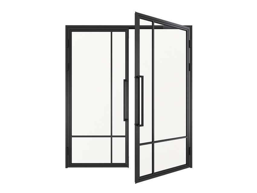 Porte intérieure double en acier Tara noir 2x4V poussant à gauche sur mesure