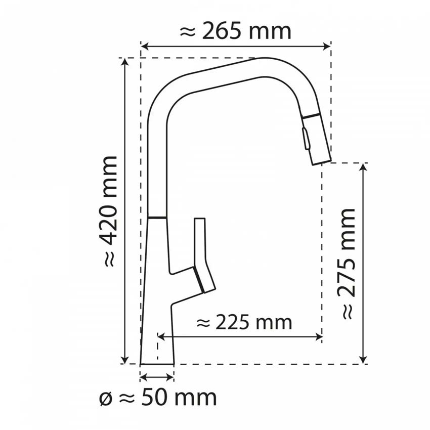 Robinet de cuisine Wasserwerk WK 9 Edge noir mat avec bec extractible