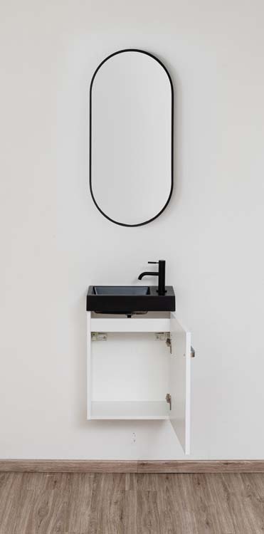 Toiletmeubel Brian wit wastafel mat zwart 50x40x22cm