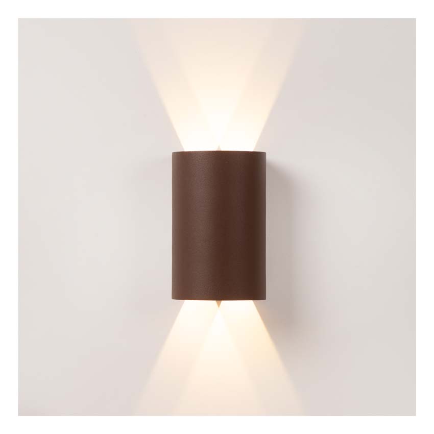 Lucide Essential York - Wandspot / wandlamp binnen/buiten - LED - 4x1,2W 2700K - IP54 - Roestbruin