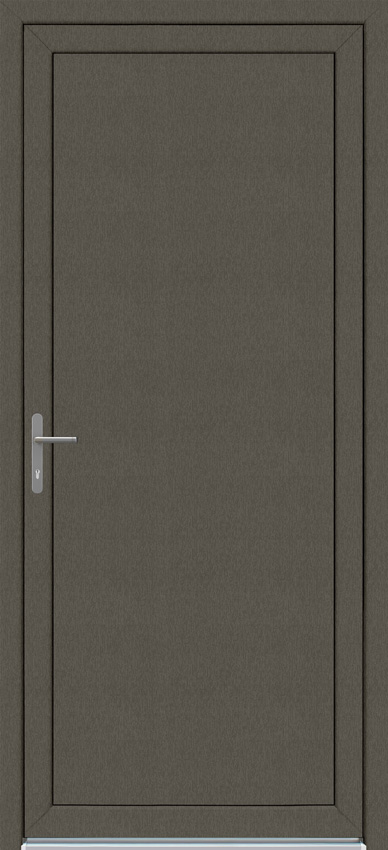 Porte extérieure panneau lisse PVC gris quartz/blanc 980x2180mm ouvrant à gauche