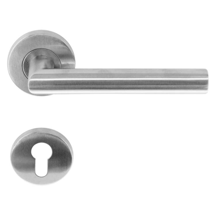 Poignée de porte pro belluno 19mm inox plus rosace cylindre