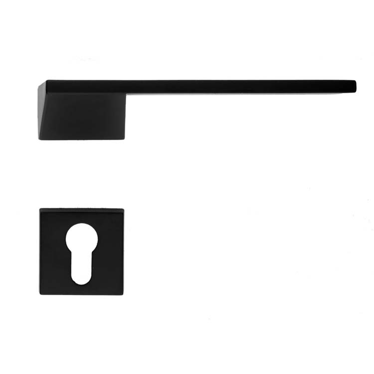 Poignée de porte pro lucca noir rosace cylindre
