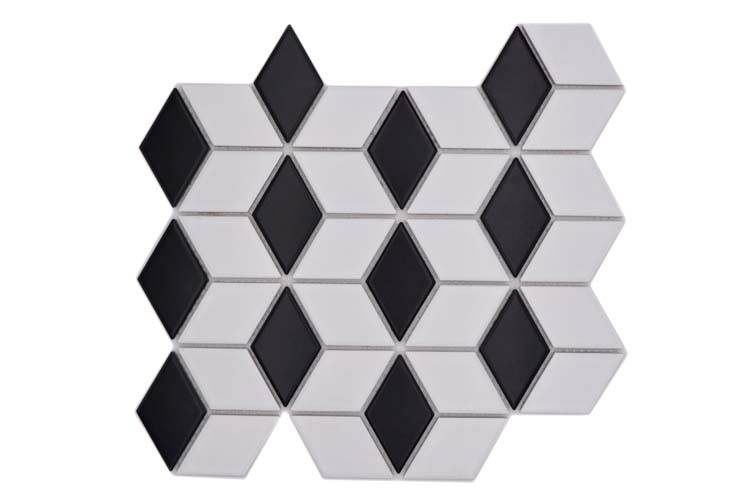 Mosaïque Kubus blanc/noir mat 26,6x30,5cm