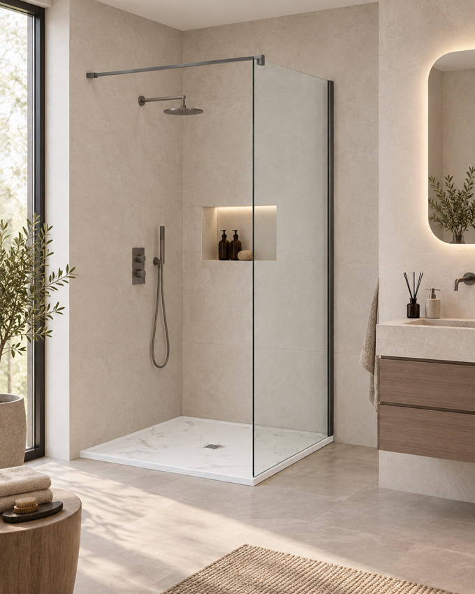 Paroi de douche à l'italienne Anais verre clair avec kit de profilés canon fusil 117x200cm