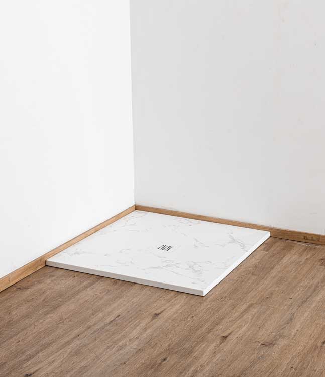 Douchebak Minimalism composiet met gelcoat marmerlook 90x90cm