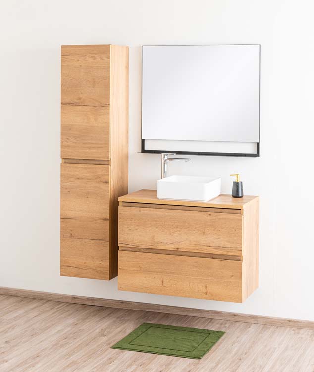 Badmeubel Daria eik goudbruin 900 mm opbouwtablet melamine