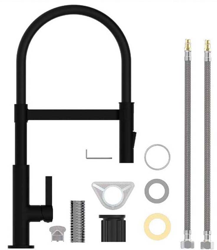 Keukenkraan Fien mat zwart met uittrekbare uitloop