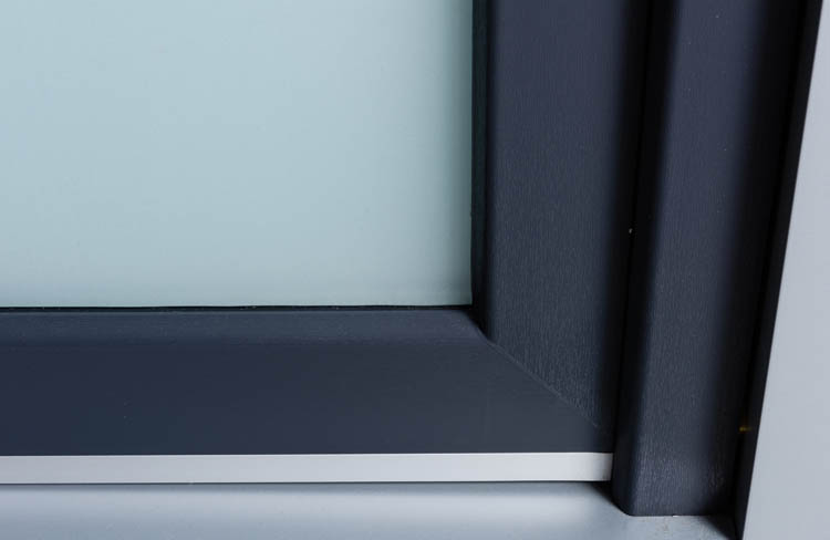 Porte ext. verre - PVC - 2 lig. trans. - Anthra. - Droite - 980x2180mm Porte ext. verre - PVC - 2 lig. trans. - Anthra. - Droite - 980x2180mm