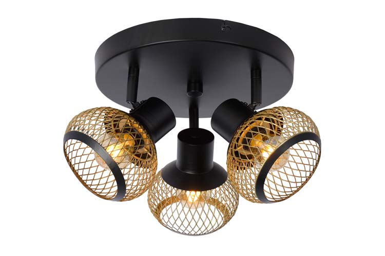 Lucide LUCAS - Plafondspot - 3xE14 - Mat Goud / Messing