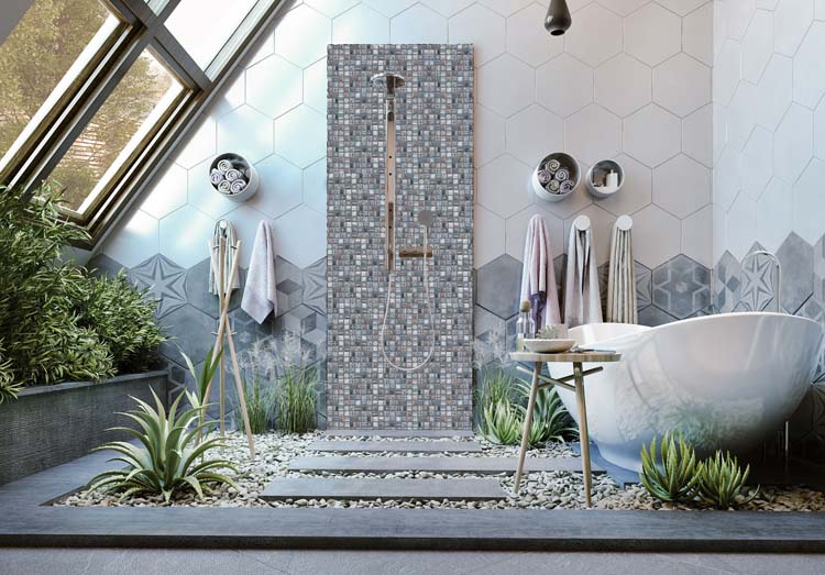 Mosaïque Retro Mix brun foncé mat 30x30cm