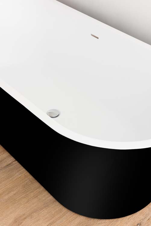 Vrijstaand bad Hot mat zwart/wit 170x80cm