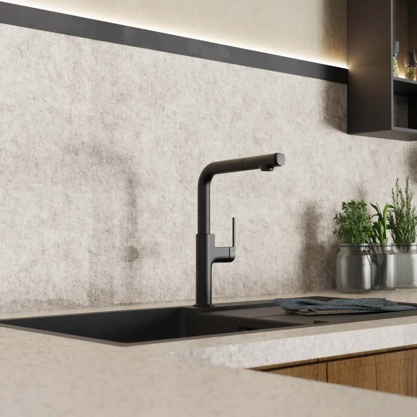 Robinet de cuisine Wasserwerk WK 11 noir mat avec bec extractible