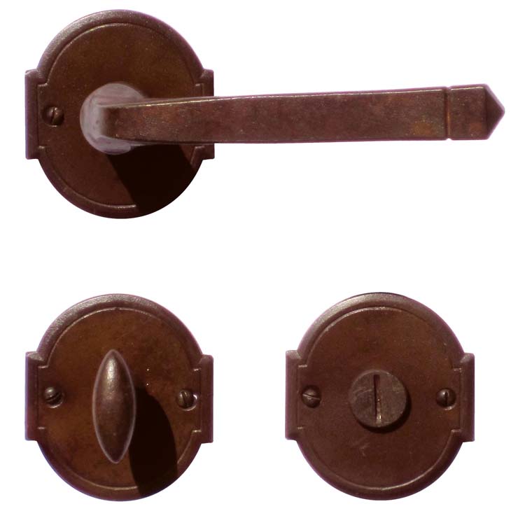 Poignée de porte pro trente rouille avec serrure toilette
