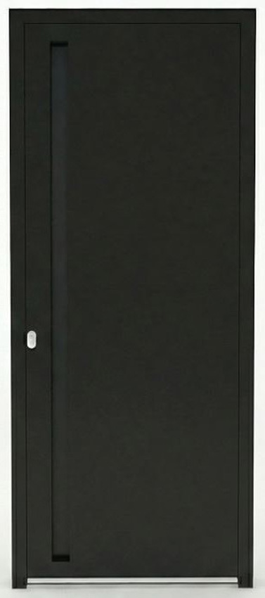 Porte extérieure Evora avec poignée intégrée aluminium noir 960x2180mm poussant à droite