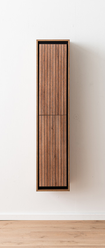 Armoire colonne Toledo chêne/noir suspendue 160x35x30cm