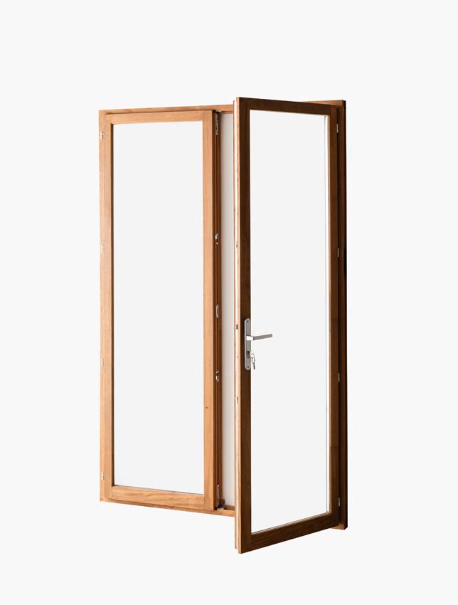 Houten terrasraam 2-vleugels Meranti Trae 55mm naturel 1400 x 2150 mm