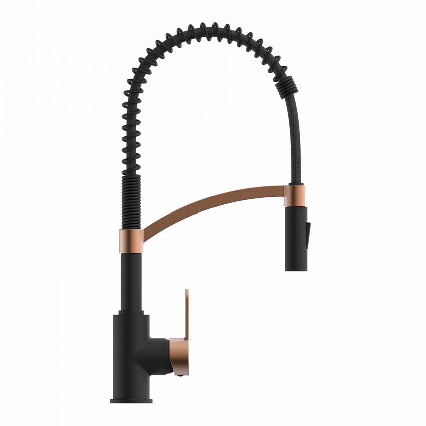 Robinet de cuisine Wasserwerk WK 3 noir mat/or rose avec bec extractible