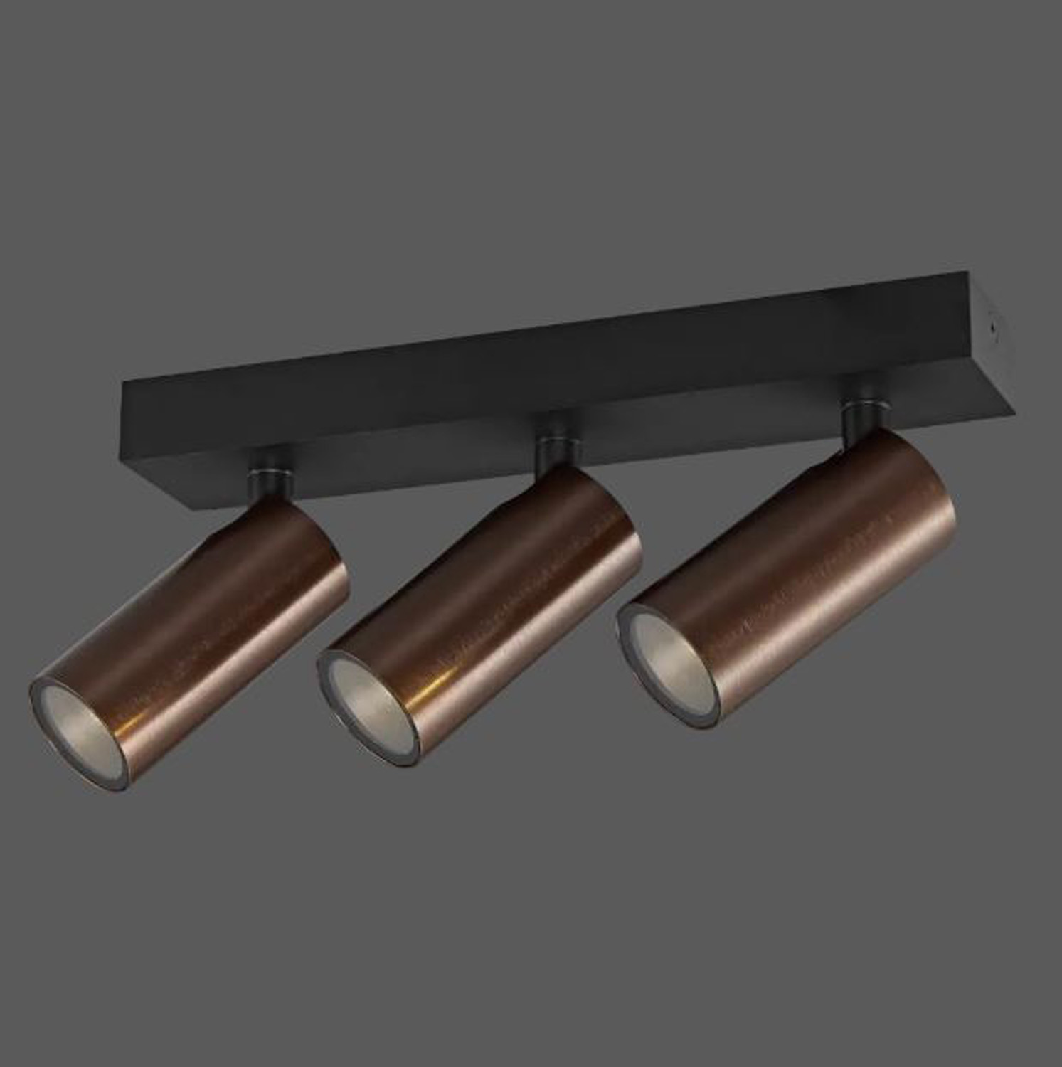 Spot en saillie - bronze brossé/noir - 24,8x5x13,1cm - 3xGU10 (MR11) max. 10W - IP44 - ampoules non incluses