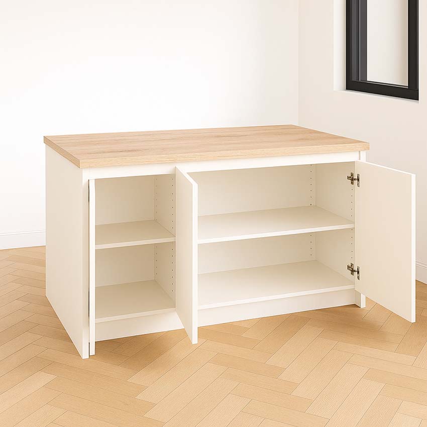 Keukeneiland Plenti wit/hout 154,5 cm