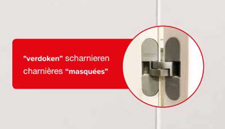 Porte intérieure complète Invisible Flat noire 201,5x93cm aggloméré tubulaire gauche + châssis 30cm