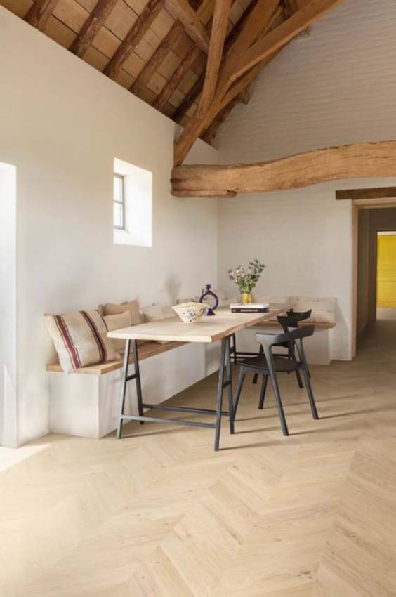 Vinyl vloer Floorify Maurice plank 6mm Hongaarse punt licht eik 129,3x30,5cm