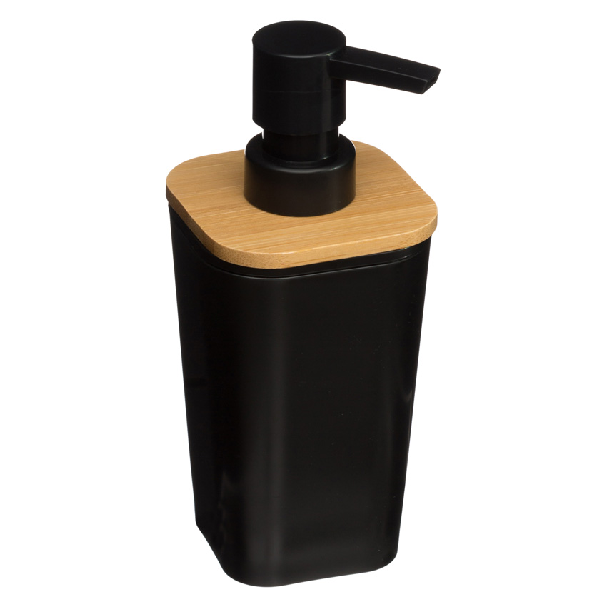 Distributeur de savon Origi polystyrène/bambou noir 7,5x7,3x17,5cm
