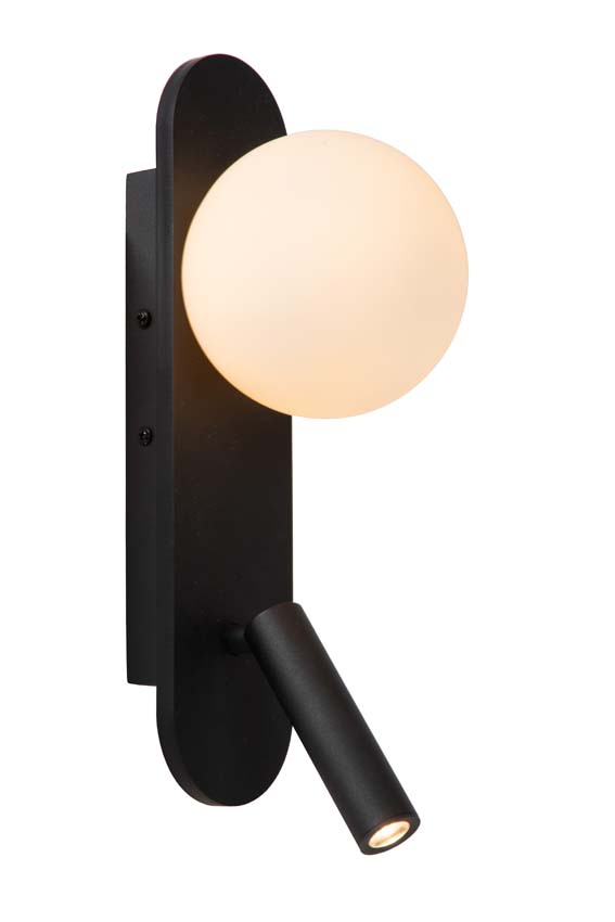 Lucide KELLY - Lampe de chevet / Applique mural - LED - 1x3,5W 3000K - Noir