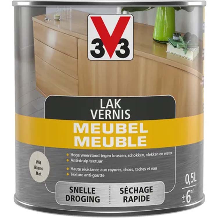 V33 vernis meuble déco blanc mat 0,5l