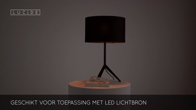 Lucide TONDO - Tafellamp - Ø 30 cm - 1xE27 - Zwart