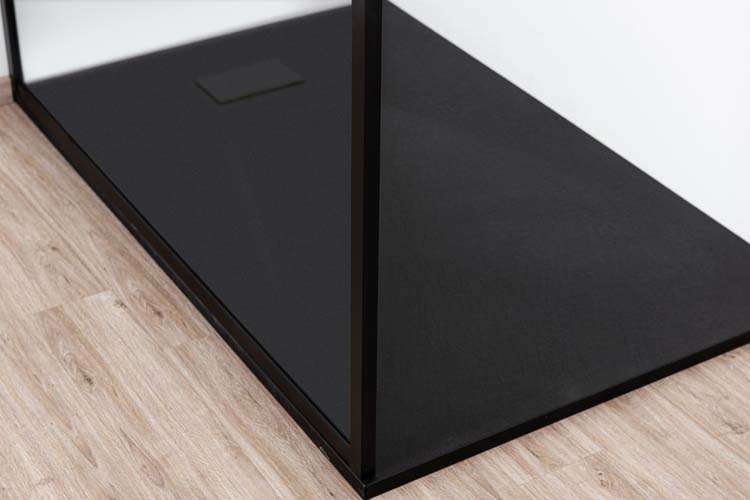 Paroi de douche Umi profile noire 140x200cm avec barre