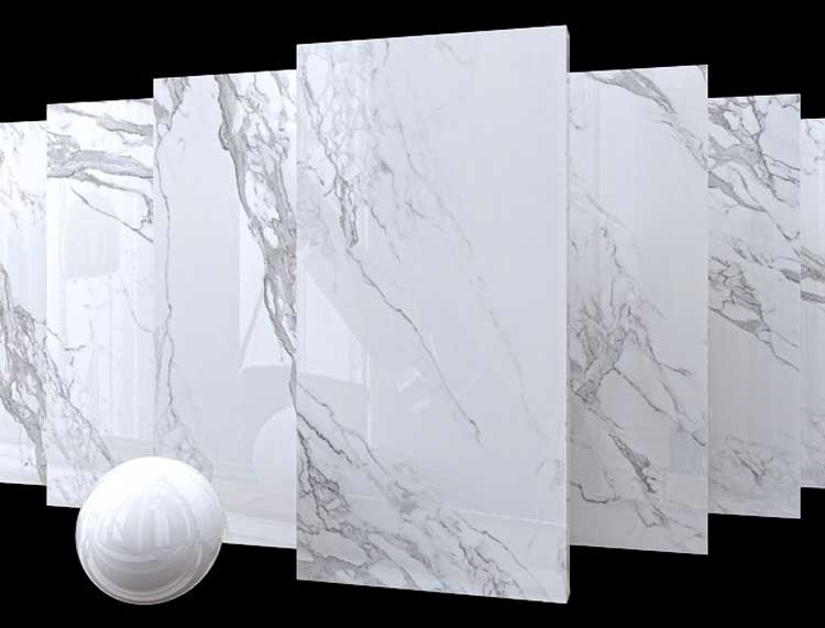 Vloer- en wandtegel Statuario marmerlook glanzend wit 60x120cm