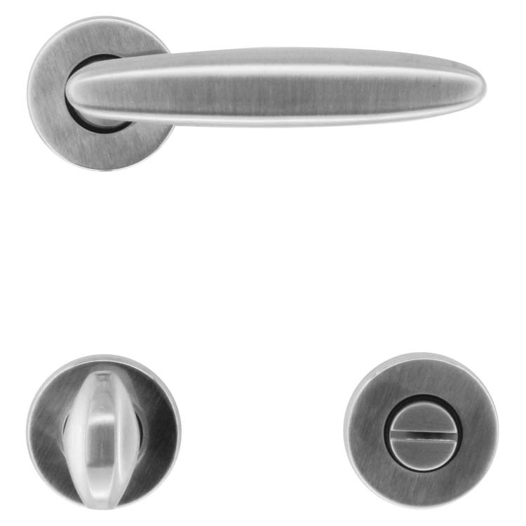 Poignée de porte pro vigevano look inox avec serrure toilette