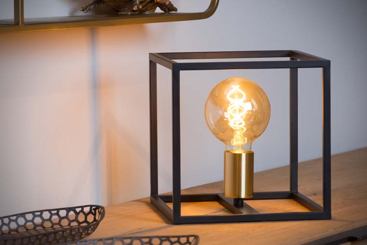 Tafellamp - zwart/messing - E27 - 40W